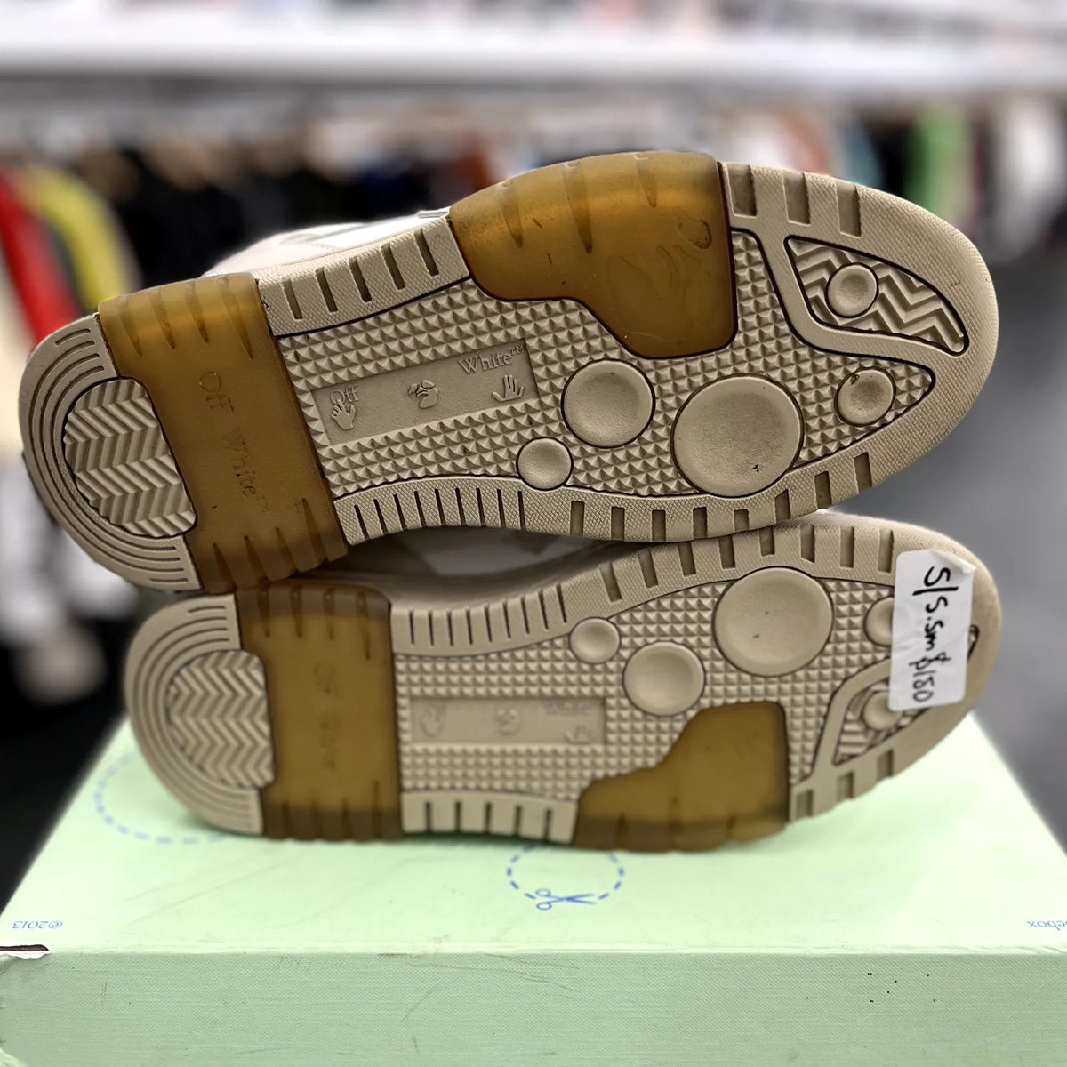 OFF-WHITE Out Of Office OOO Low Tops (White Tan) - Preowned
