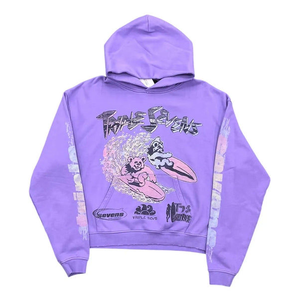 Triple Sevens Surf Bear Hoodie (Purple)