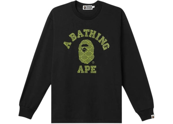 BAPE College Monogram College Relaxed Fit L/S Tee Black