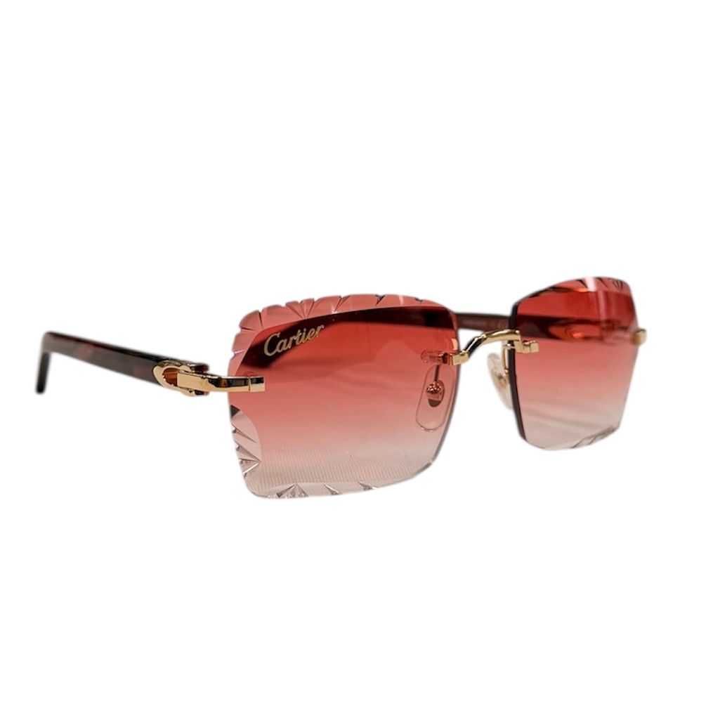 Cartier Glasses (Red Acetate Sticks/ Red Diamond Cut Lenses)