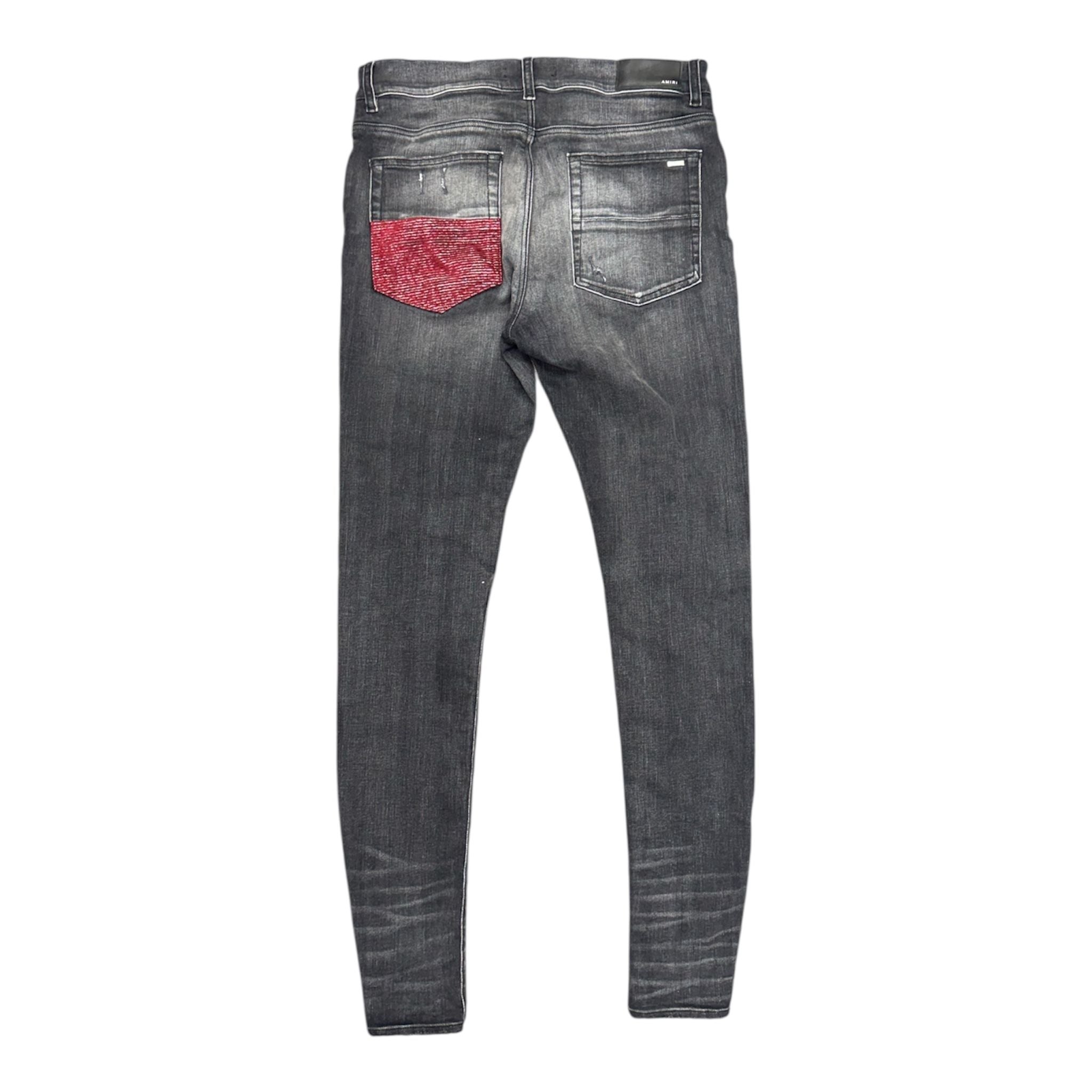 Amiri Lurex MX1 Jean (Rain Grey/Red) - Preowned