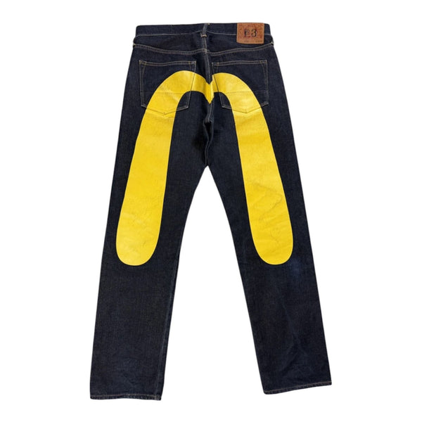 Evisu Selvedge Denim Yellow Daicock Big Logo Jeans