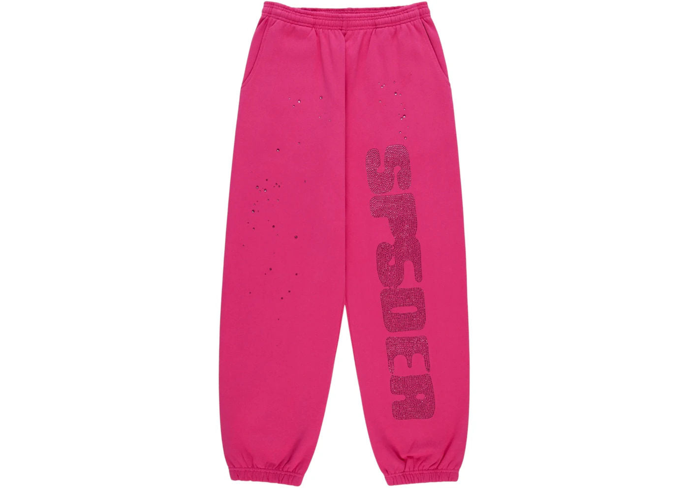 Sp5der Rhinestone Silk Sweatpant Pink