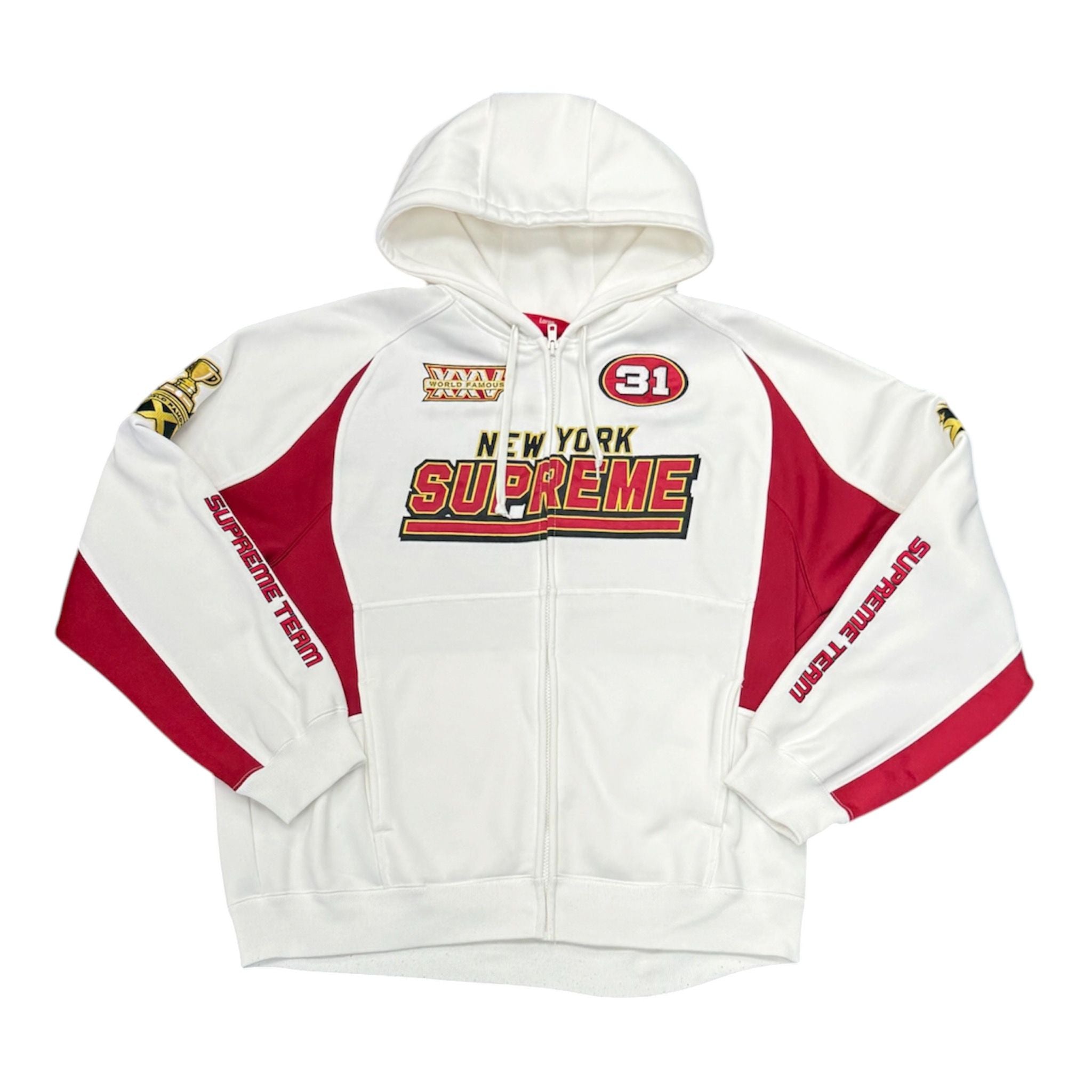 Supreme Football Zip Up Hooded Sweatshirt (FW25) White - Preowned