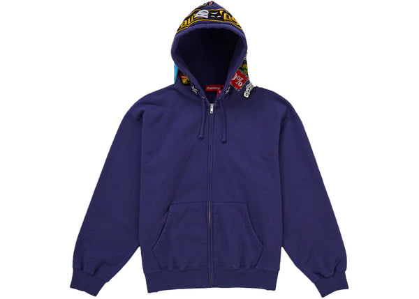 Supreme Patches Zip Up Hooded Sweatshirt Royal
