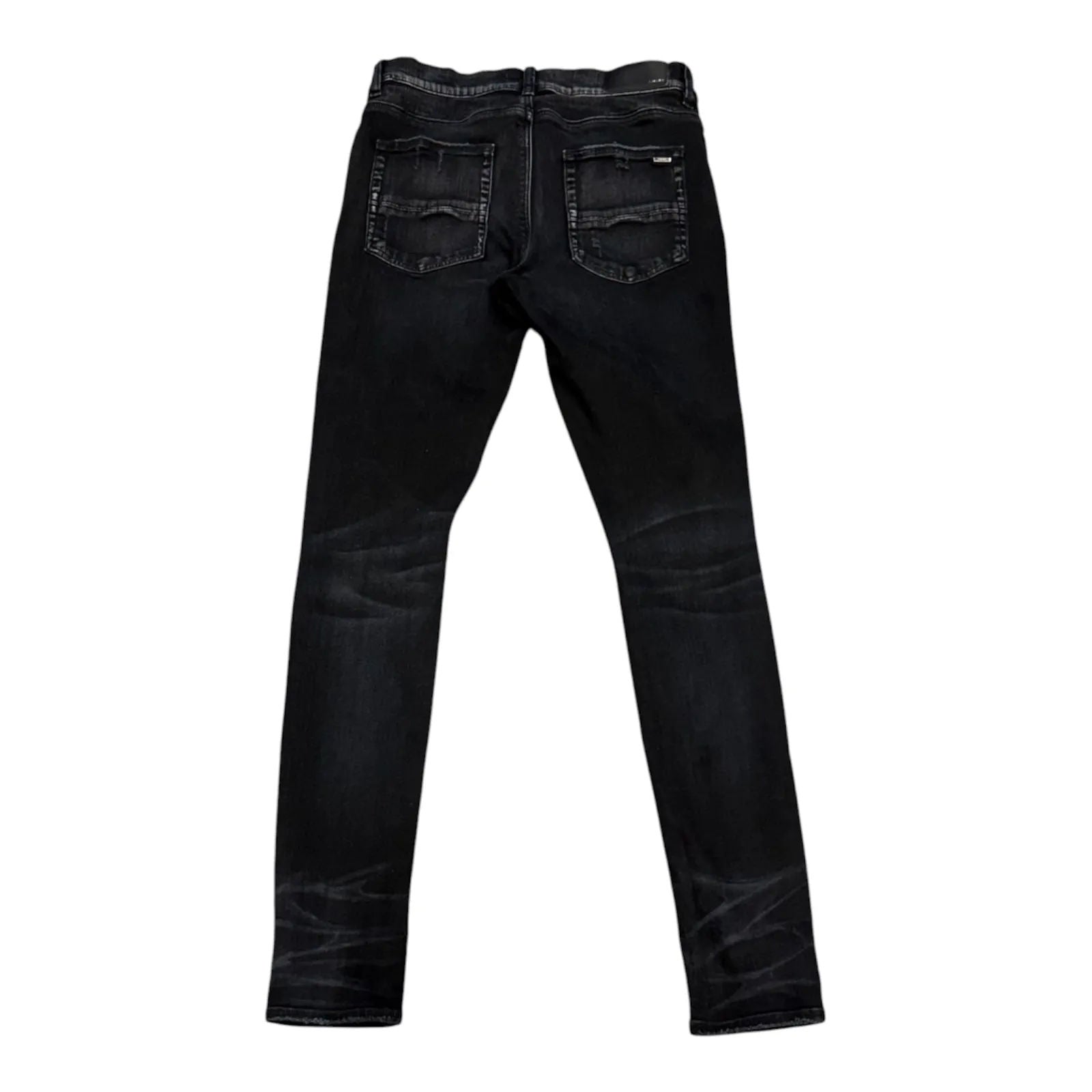 Amiri MX1 Camo Leather Patch Jean (Black Wash) - Preowned