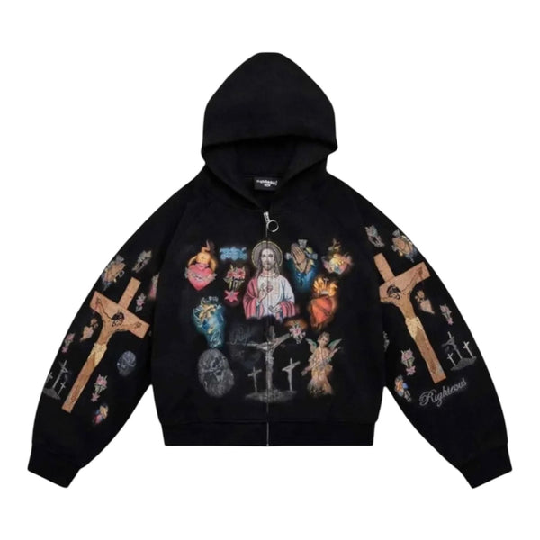 We Are Righteous Ultimate Sacrafice Thermal Zip Up Hoodie (Black)