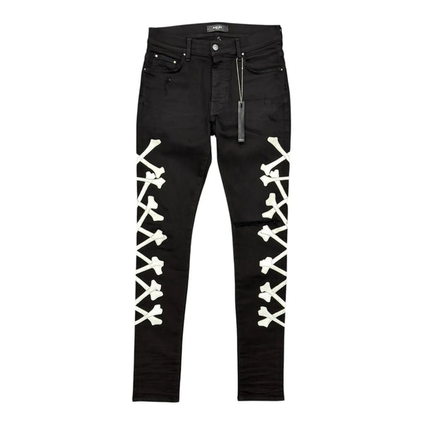 Amiri Bones Skinny Jeans (Black/Silver) - Preowned