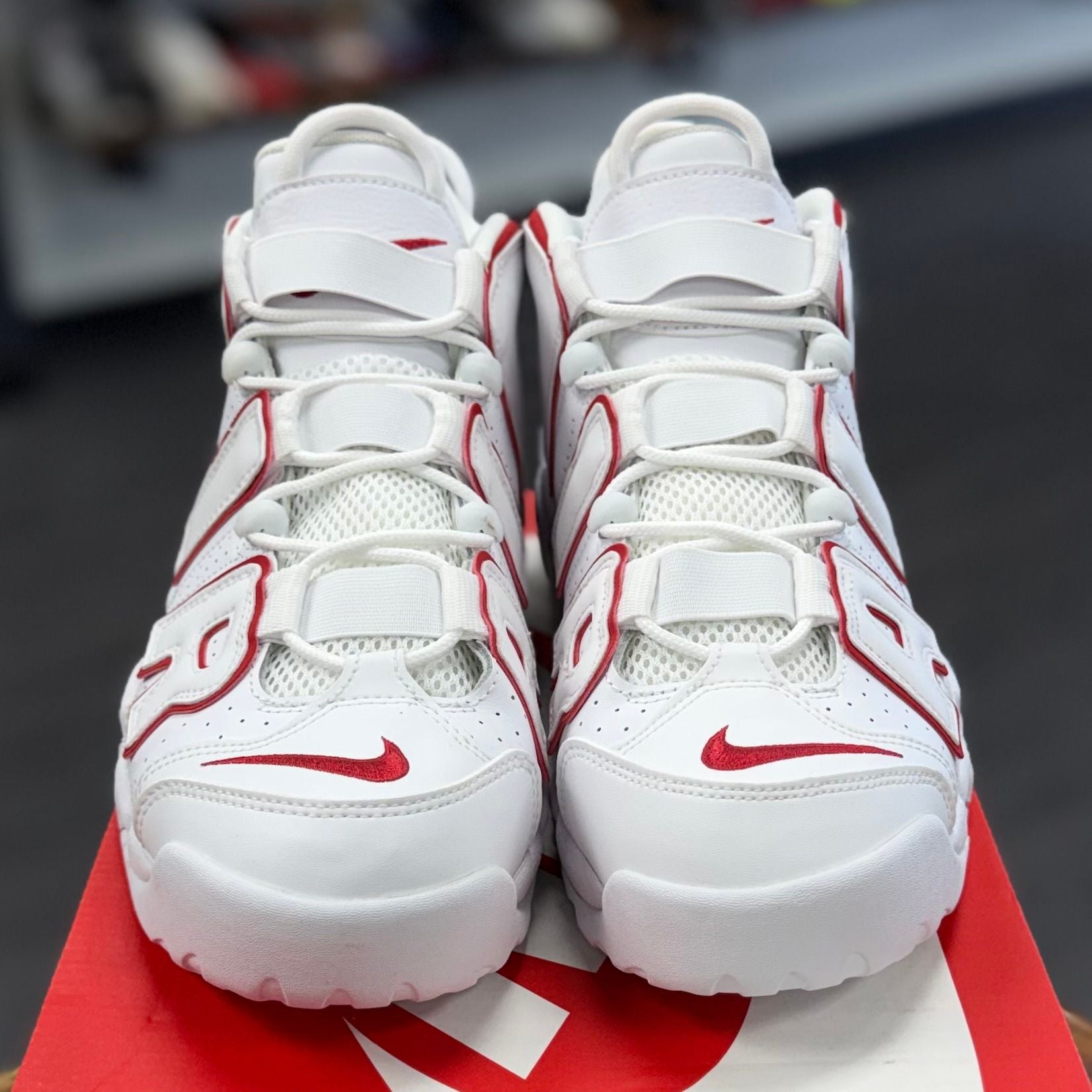 BRAND NEW STEAL - Nike Air More Uptempo White Varsity Red Outline