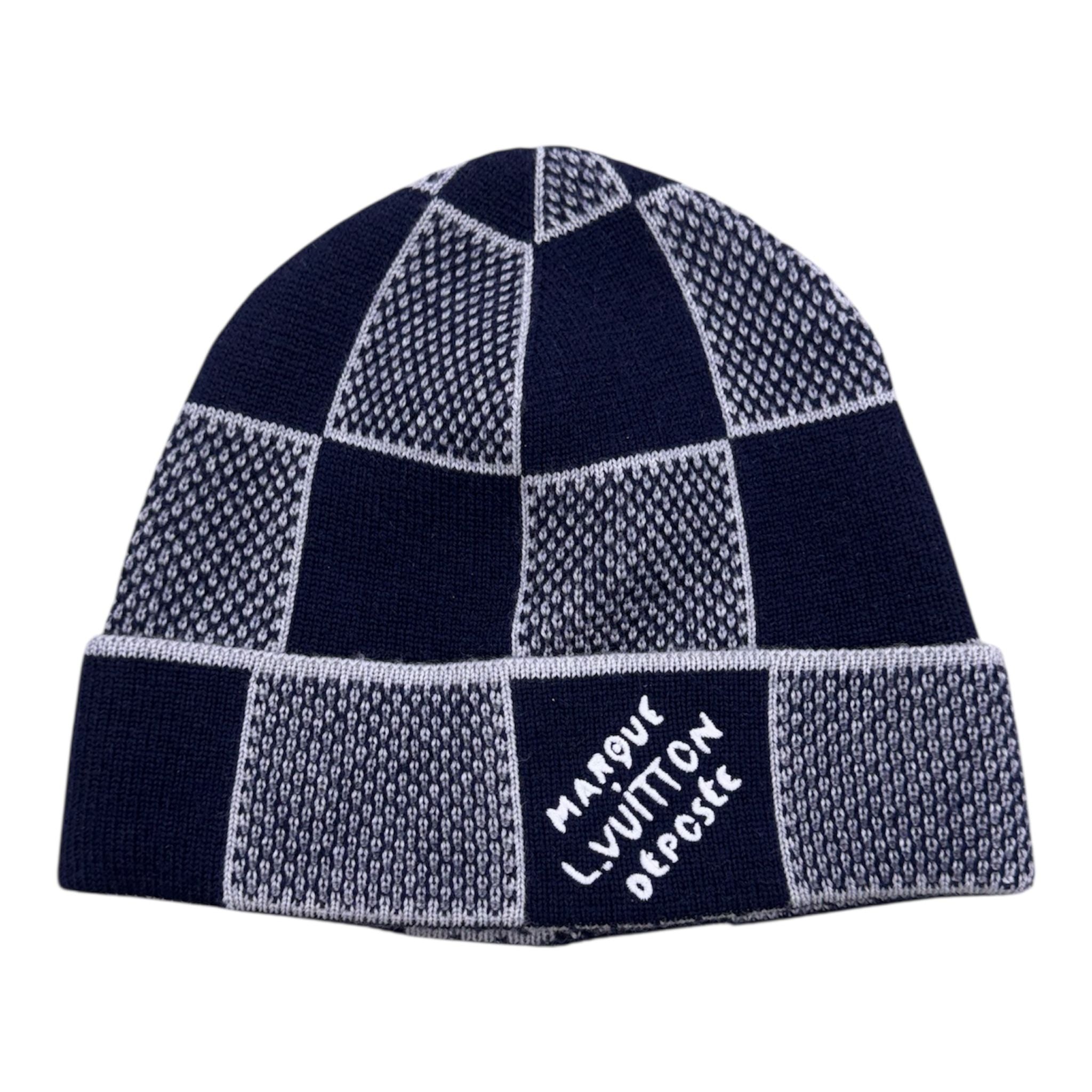Louis Vuitton Damier Heritage Beanie (Navy) - Preowned