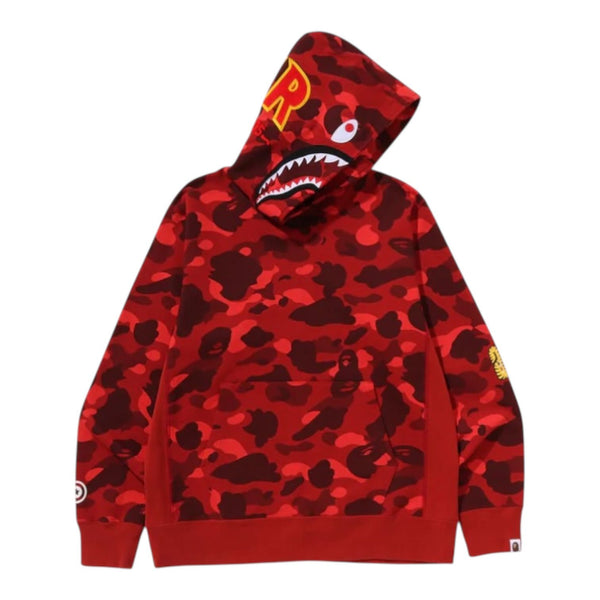Bape Color Camo 2nd Shark Pullover Hoodie (Red)