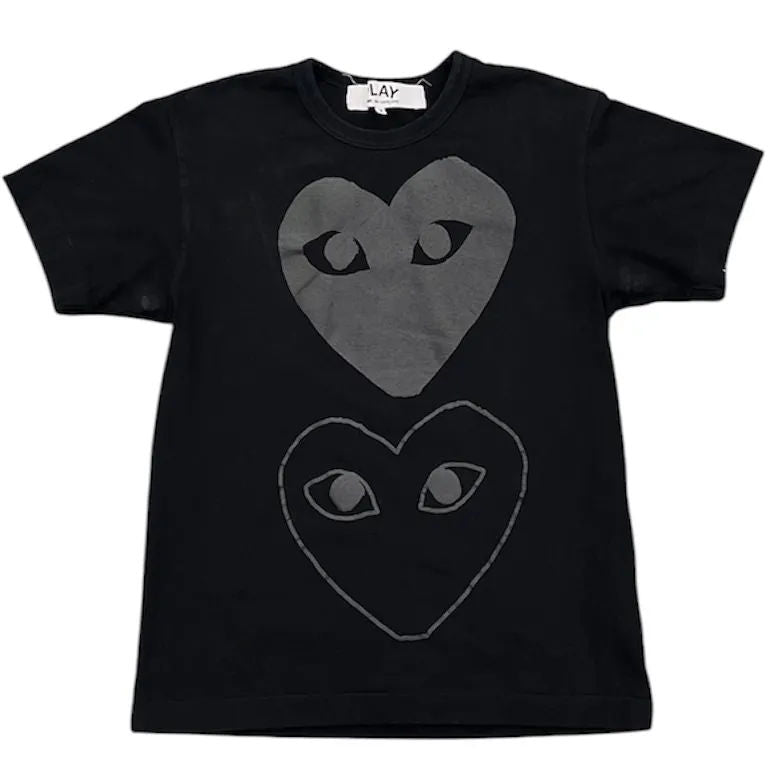 Comme des Garcons Play Double Black Hearts Tee (Black) - Preowned