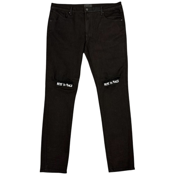 R.T.A Bryant Skinny Rest In Peace Jean (Black/White) - Preowned