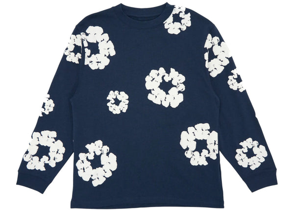 Denim Tears Long Sleeve Cotton Wreath T-shirt Navy - Preowned