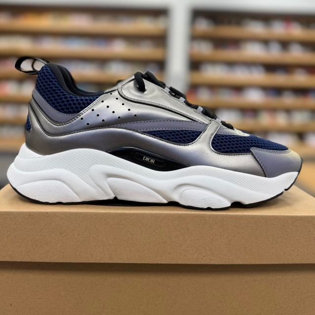 Dior B22 Blue Technical Mesh Silver-Tone White - Preowned
