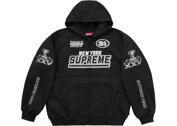Supreme Football Zip Up Hooded Sweatshirt (FW25) Black - Preowned