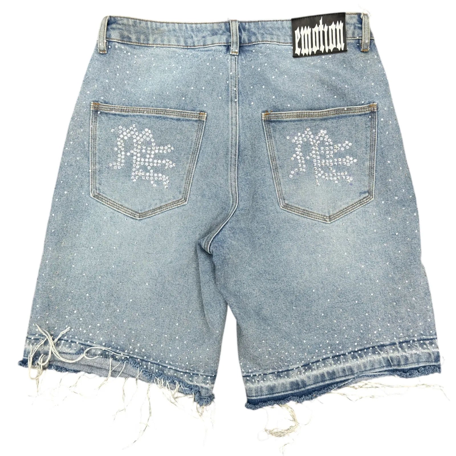 Mixed Emotion ME Rhinestone Denim Shorts (Blue) - Preowned