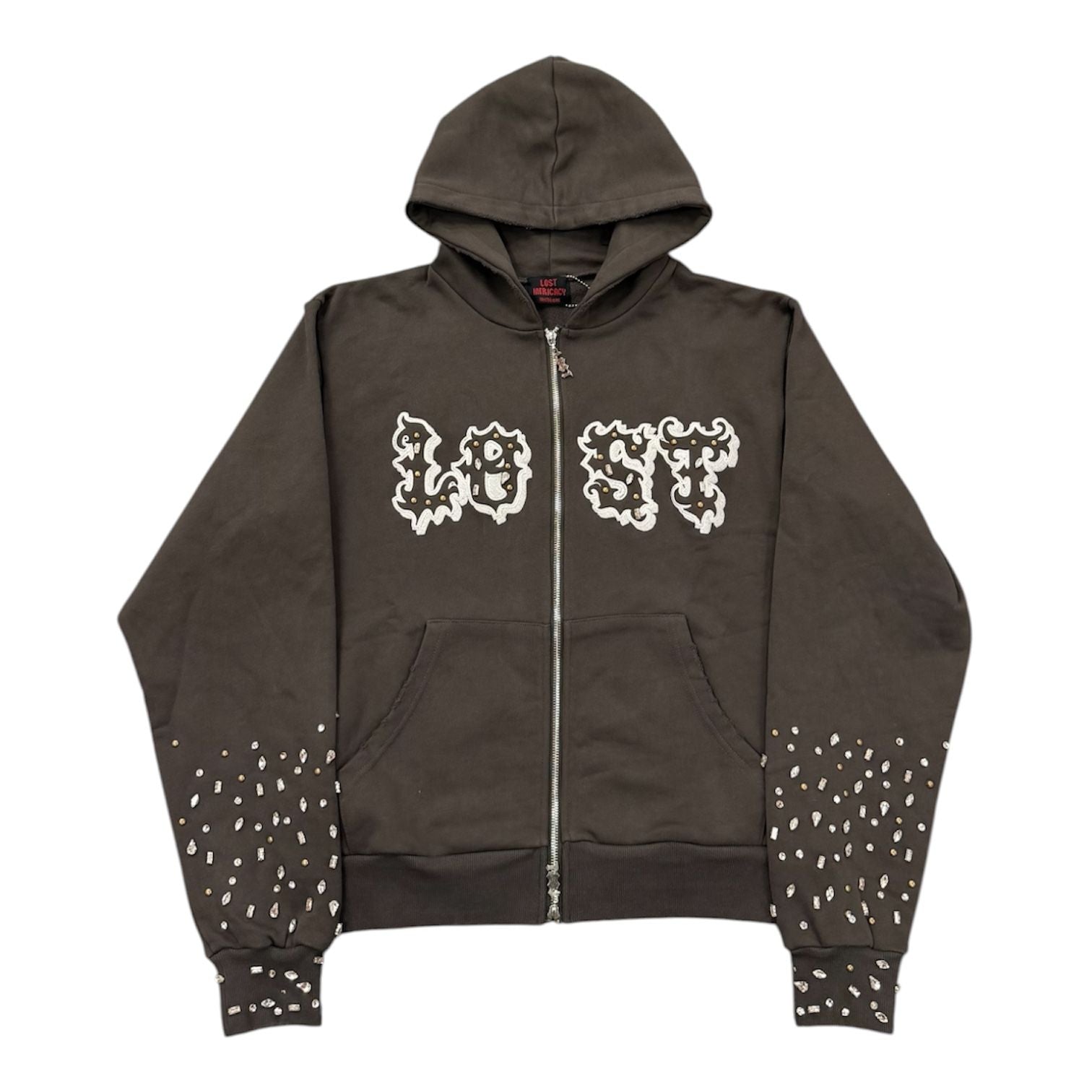 Lost Intricacy Patch Zip Up Hoodie (Dark Grey)