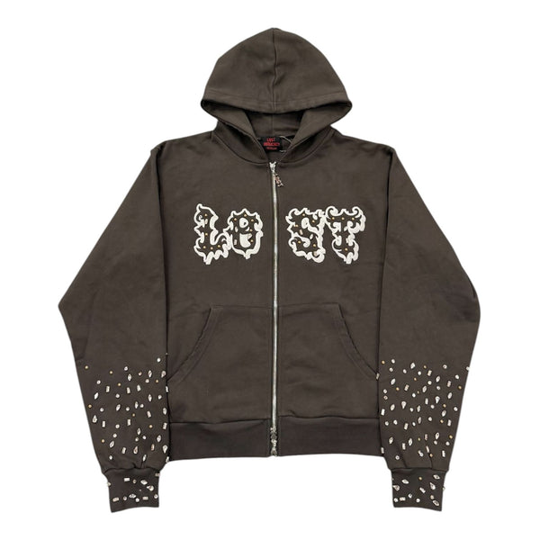Lost Intricacy Patch Zip Up Hoodie (Dark Grey)