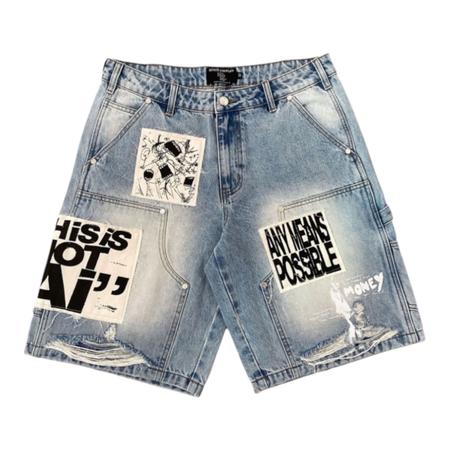 Mixed Emotion AI Denim Shorts (Blue)