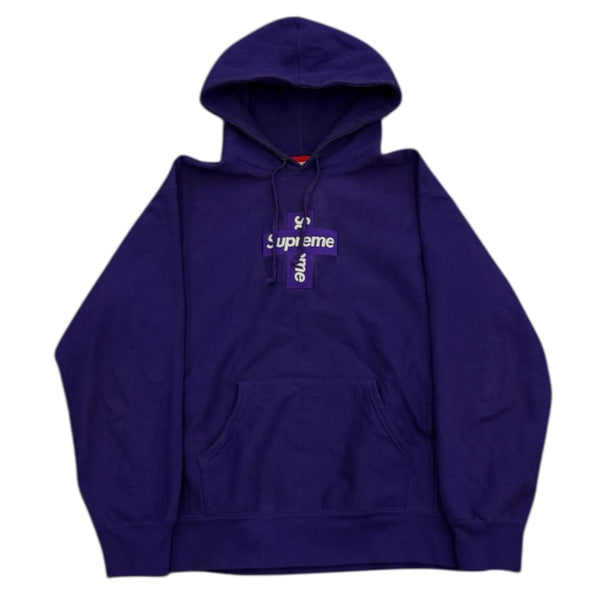 Supreme Cross Box Logo Hooded Sweatshirt Purple - Preowned