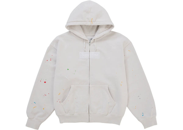 Supreme MM6 Maison Margiela Box Logo Zip Up Hooded Sweatshirt White