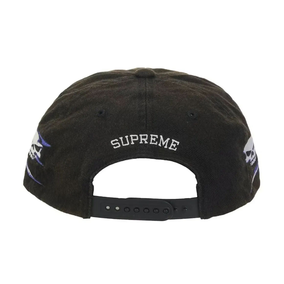 Supreme Skull Spellout 6 Panel Snapback (Black)