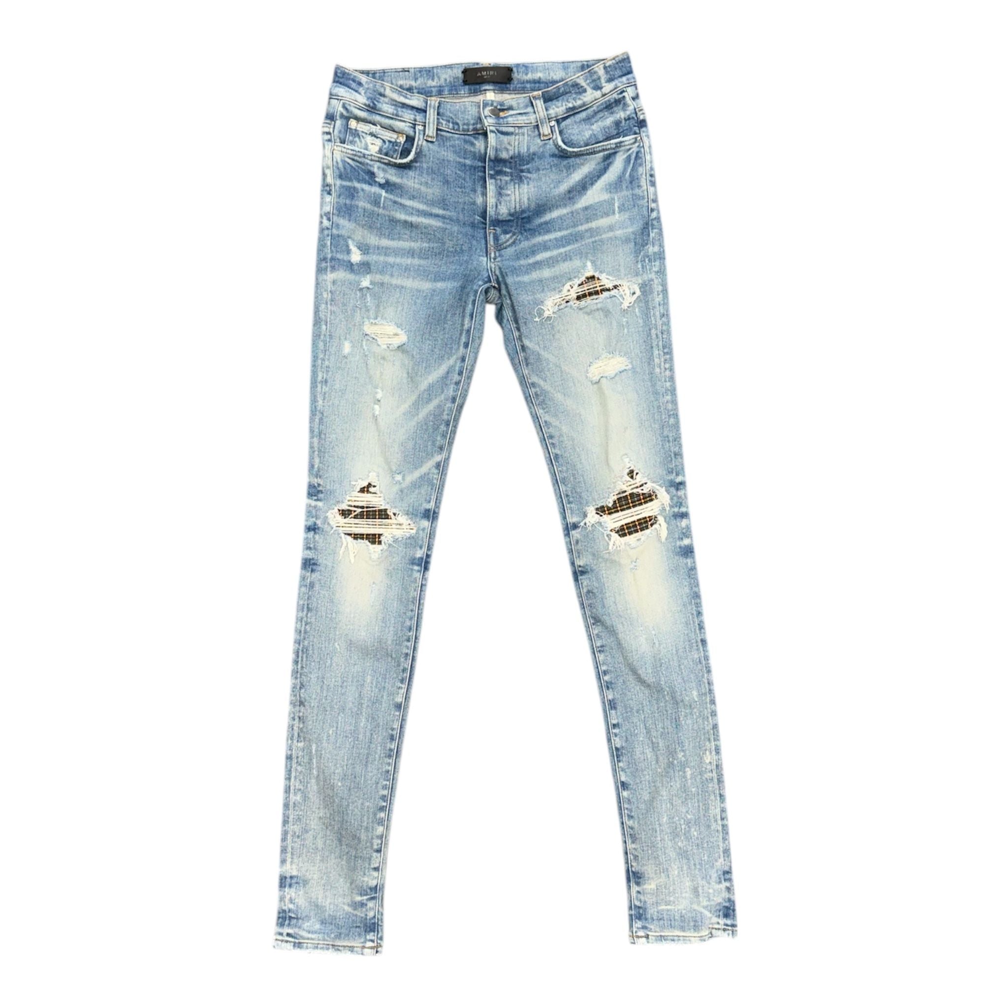 AMIRI MX1 Neon Plaid Jeans Clay Indigo - Preowned