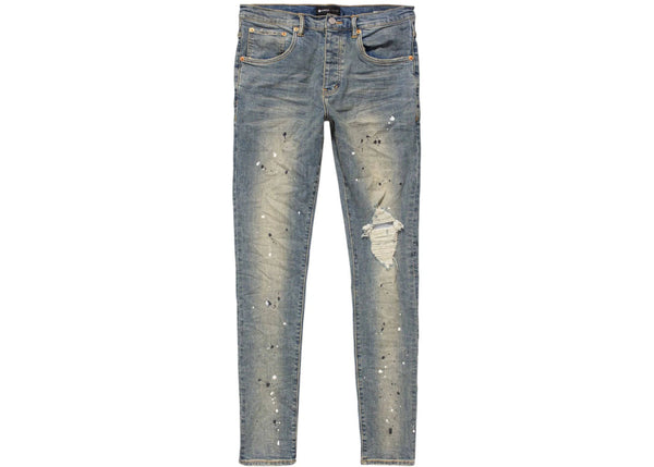 Purple Brand Mid Rise Destroy Paint Jeans Blue - Preowned