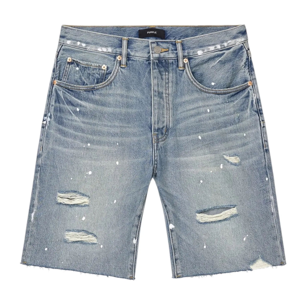 Purple Brand P.059 Painterly Rip Short (Light Indigo)