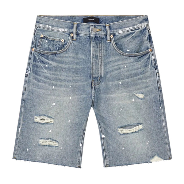 Purple Brand P.059 Painterly Rip Short (Light Indigo)