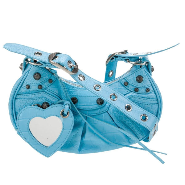 Balenciaga Leather Le Cagole XS Shoulder Bag (Blue)