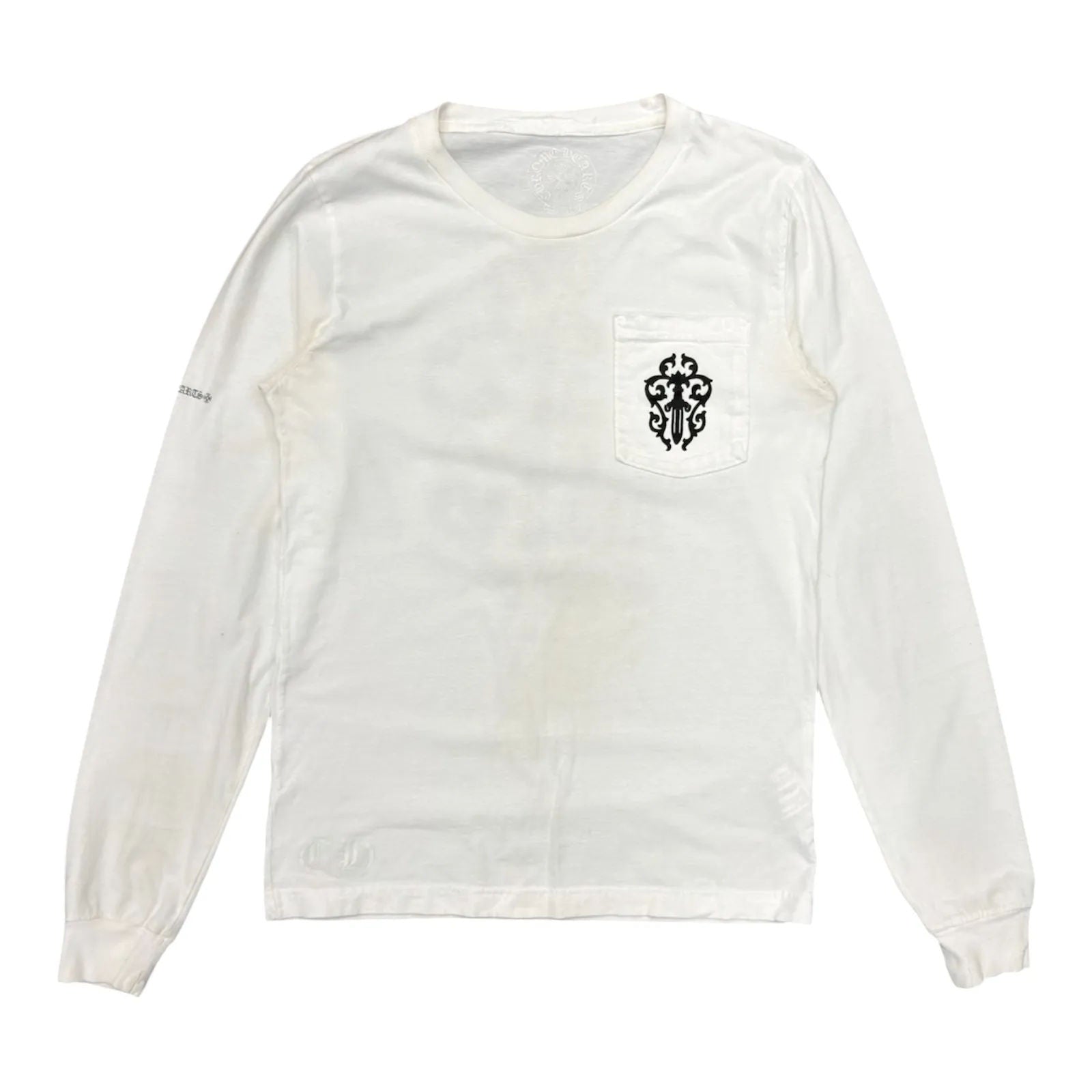 Chrome Hearts Half Script Dagger Long Sleeve (White) - Preowned