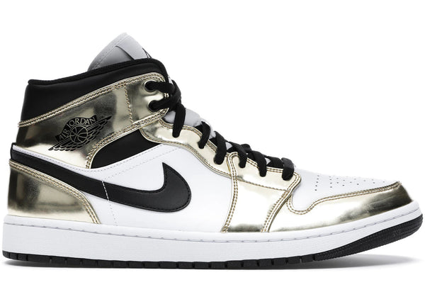 Jordan 1 Mid Metallic Gold Black White - Preowned