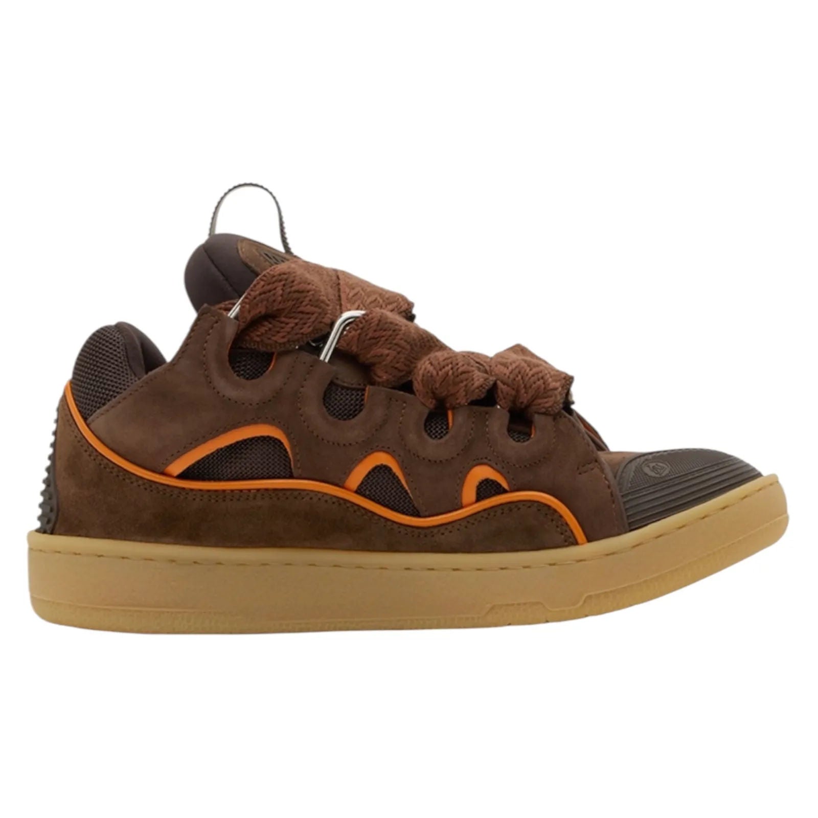 Lanvin SSense Exclusive Leather Curb Sneakers (Brown) - Preowned
