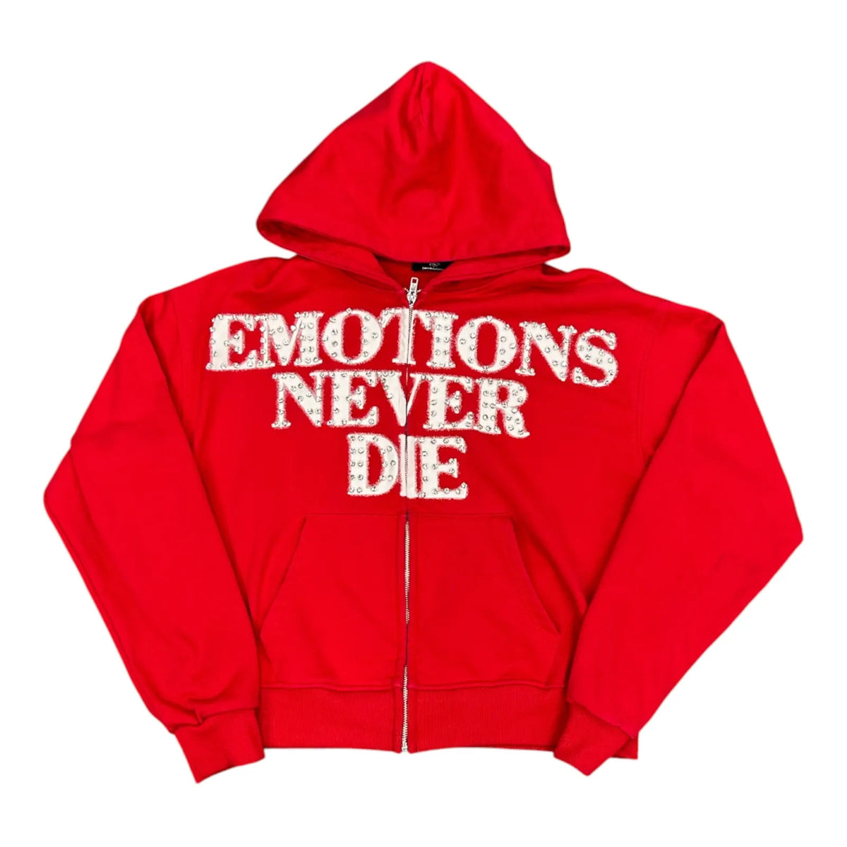 Mixed Emotion End Rhinestone Hoodie (Red) - Preowned
