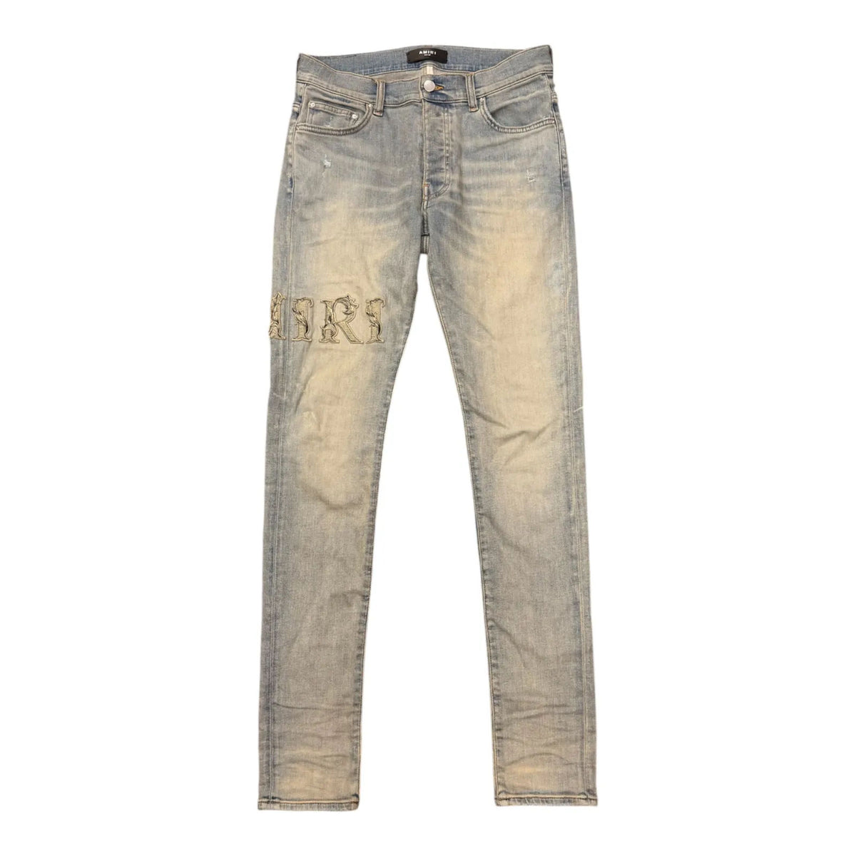 Amiri Antique Baroque Varsity Logo Jean (Light Blue) - Preowned