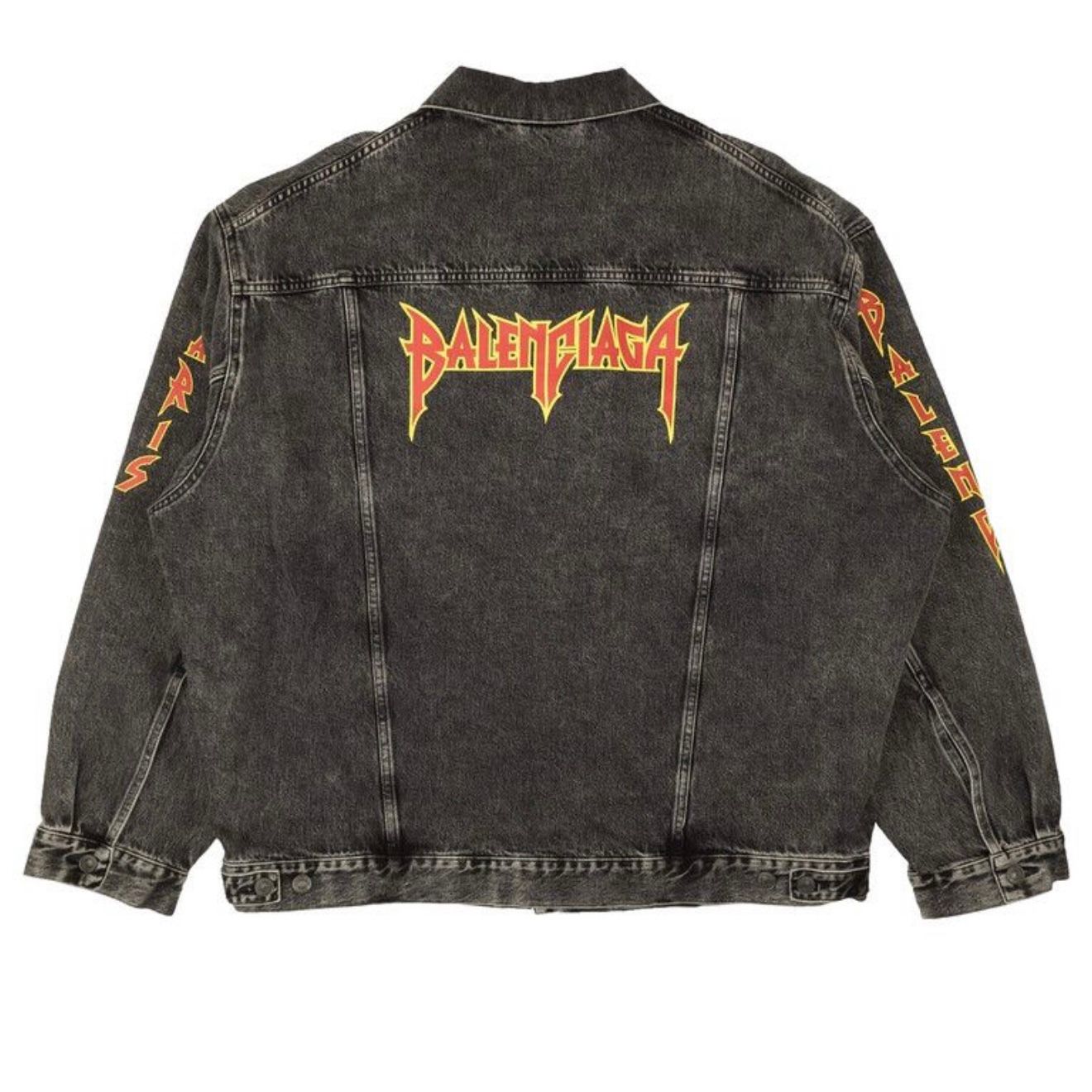 Balenciaga Washed Metal Oversized Denim Jacket (Black)