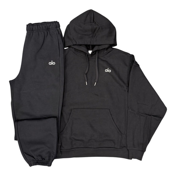 Alo Accolade Pullover & Accolade Cuffed Sweatpants Set (Black) - Preowned