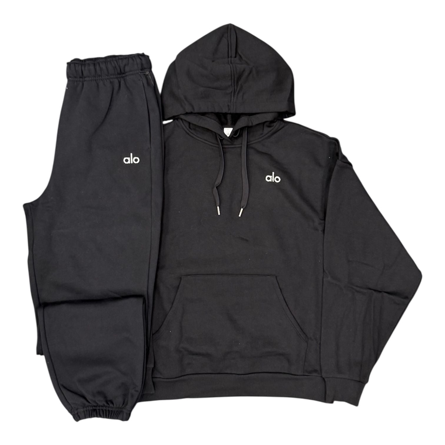 Alo Accolade Pullover & Accolade Cuffed Sweatpants Set (Black)