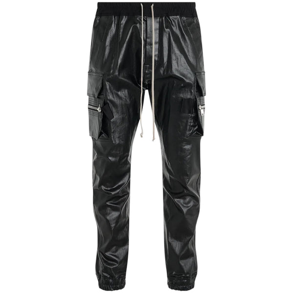 Rick Owens Black Lacquered Stretch Denim Mastodon Cargo Pants  - Preowned
