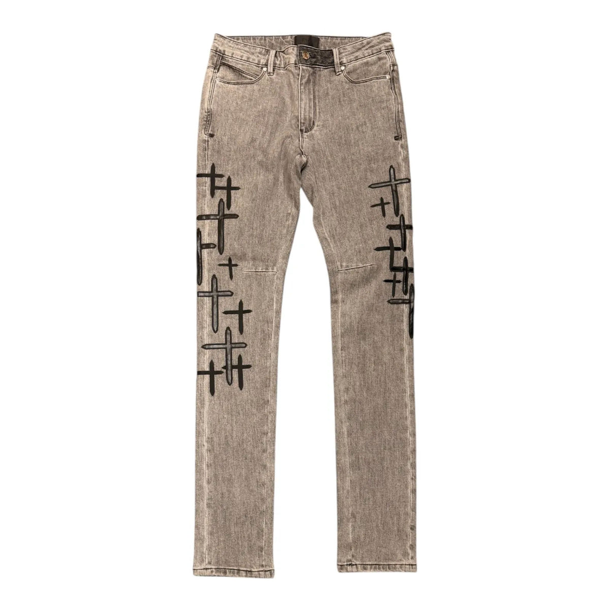 RtA Bryant Skinny Clouded Mist Cross Patch Jeans Clouded Mist - Preowned