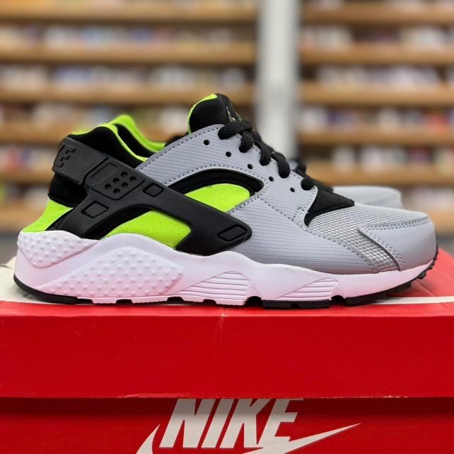 Nike Air Huarache Wolf Grey Electric Green (GS) - Preowned