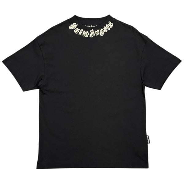 Palm Angels Neck Logo T-Shirt Black - Preowned