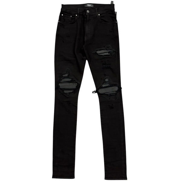 Amiri MX1 Black Leather Patch Jean (Black)