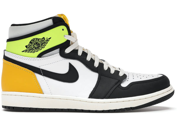 Jordan 1 Retro High White Black Volt University Gold - Preowned