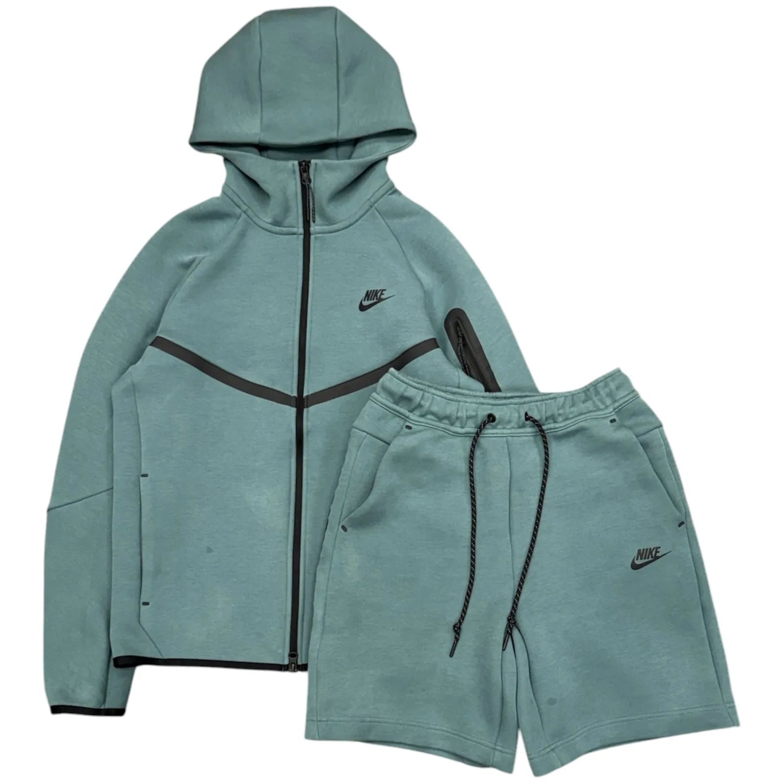 Nike Tech Hoodie & Shorts Set (Mineral Slate) - Preowned