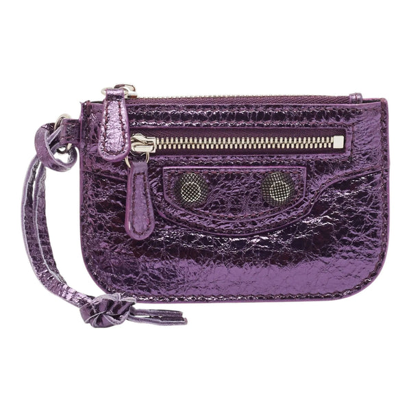 Balenciaga Cagole Metallic Wallet (Purple)