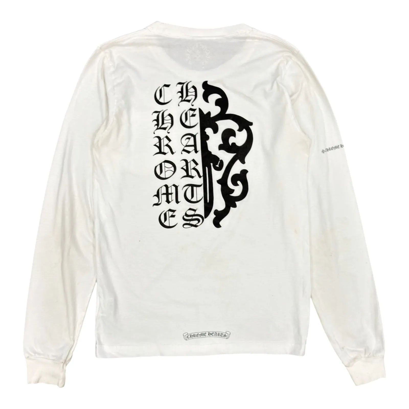 Chrome Hearts Half Script Dagger Long Sleeve (White) - Preowned