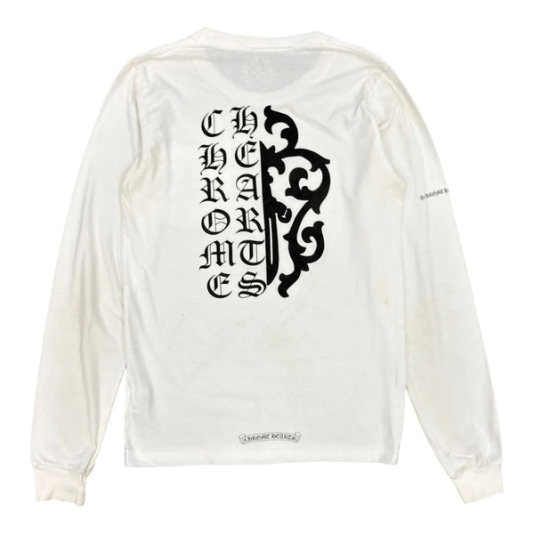 Chrome Hearts Half Script Dagger Long Sleeve (White) - Preowned
